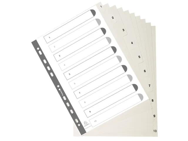 Tab.gerecycled PP A4 bedrukt 1-10 grijs