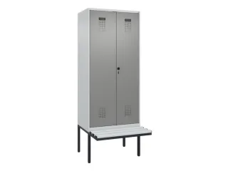 PBM-locker met bank,HxBxD 2120x800x815mm,2vak,vak B 400mm,draaigrendel - 2
