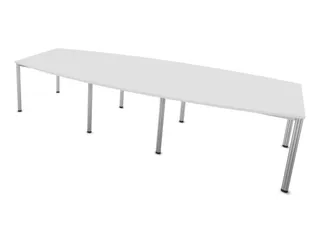 vergadertafel HxBxD 74x320x140cm vatvormig Bl-wit Alu 4voeten - 2