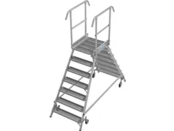 bordestrap,verrijdbaar,bordes H 1,7m,2x7treden m. R13-laag,aluminium