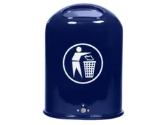 Staalplaat Afvalemmer 45 Liter Ovale Opening Veerklep Kobaltblauw