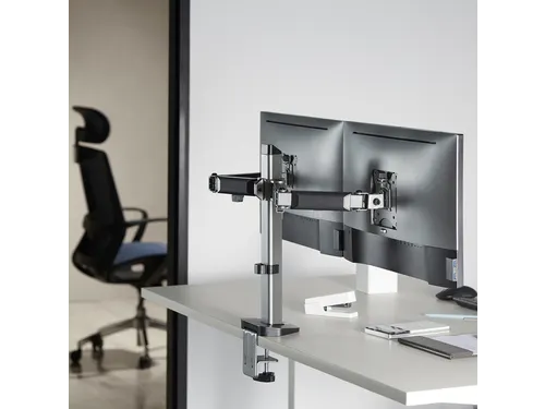 Monitorarm ACT office 2 schermen zilver
