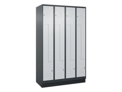 Z-garderobekast,HxBxD 1950x1200x500mm,vak B 150/300mm,cil.-slot,sokkel
