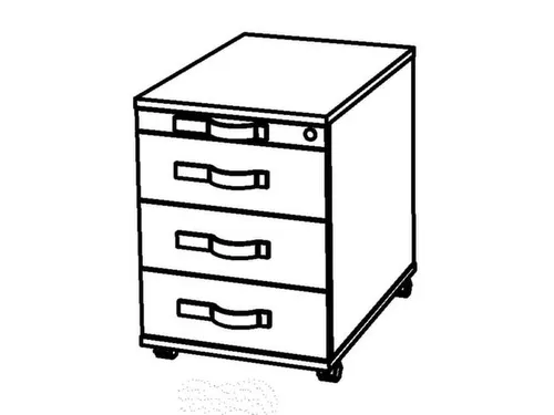 mobiel ladeblok,HxBxD 590x428x560mm,3lade(n),Gestreepte greep
