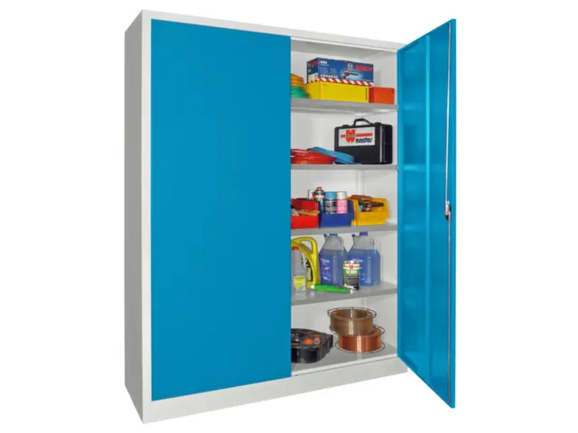armoire à portes battantes large,RAL7035,face avant RAL5012