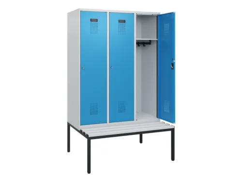 locker met bank,HxBxD 1950x1200x815mm,3vak,vak B 400mm,cilinderslot