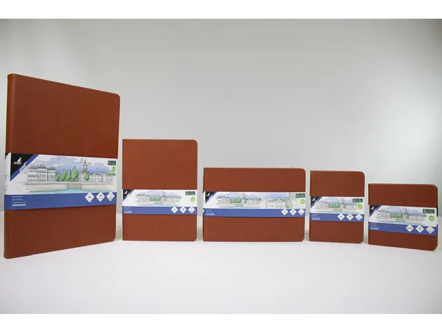 Schetsboek Kangaro A5 landscape cognac PU HC 80 vel 140gr roomwit met