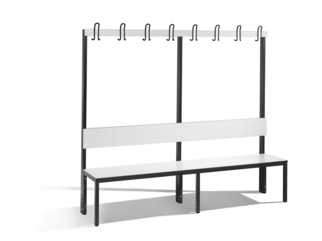 omkleedbank,HxLxD 1650x2000x407mm,HPL wit,frame staal RAL7021