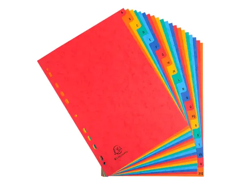 Tabbladen A4 Glanskarton Bedrukt Alfabetisch 20-Delig A-z Assorti