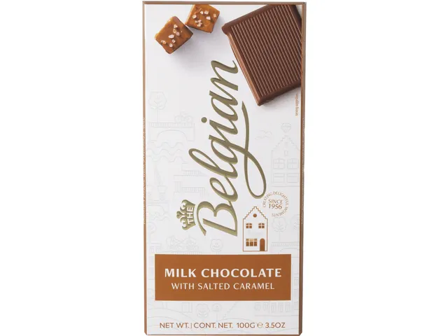 Chocolade The Belgian melk karamel zout reep 100 gram