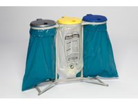 Afvalverzamelaar 120 Liter 3Voudig Staander Deksel Geel/blauw/zilver