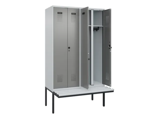 locker met bank,voor scheiding van kleding,HxBxD 2120x1200x815mm,4vak