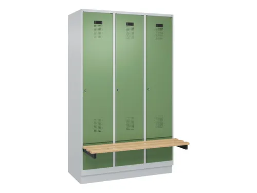 locker met bank,HxBxD 1950x1200x815mm,3vak,vak B 400mm,cilinderslot