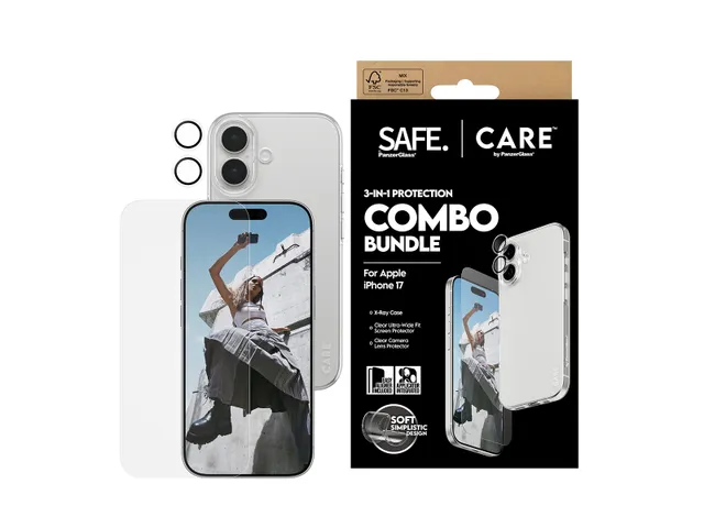 PanzerGlass SAFE. | CARE by 3-in-1 Combo Bundle iPhone 17, Apple