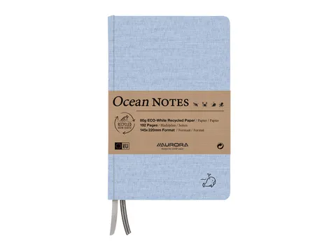 Notitieboek Aurora Ocean A5 192blz lijn 80g linnenstructuur kaft blauw