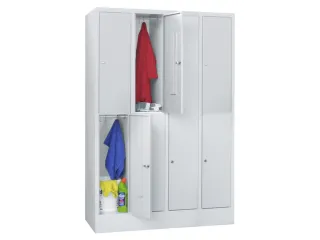 lockerkast,HxBxD 1850x1200x500mm,4x2vakken,RAL7035,front RAL5010 - 1
