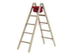trapladder,beide zijden,2x5,treden,balk L 1,52m,hout