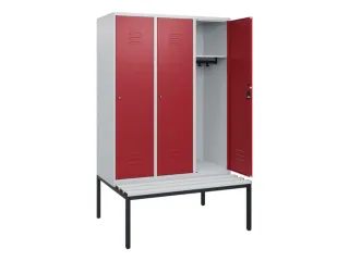locker met bank,HxBxD 1950x1200x815mm,3vak,vak B 400mm,cil.-slot - 2