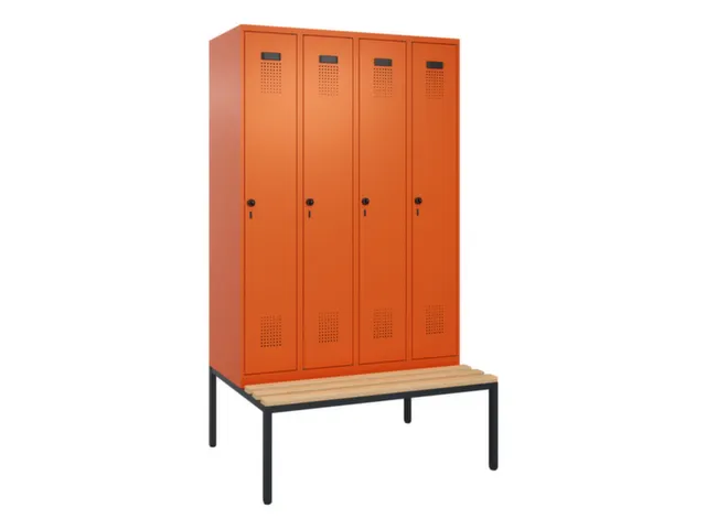 locker met bank,voor scheiding van kleding,HxBxD 2120x1200x815mm,4vak