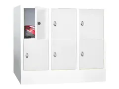 lockerkast,HxBxD 855x900x500mm,3x2vakken,RAL7035,front RAL5010