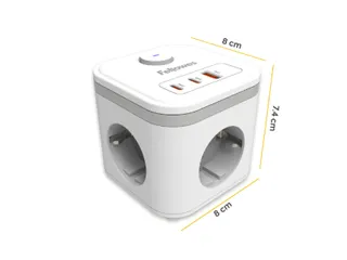 Stekkerblok Fellowes Power Cube F 3-voudig 1xUSB A 2xUSB C 2m wit - 2