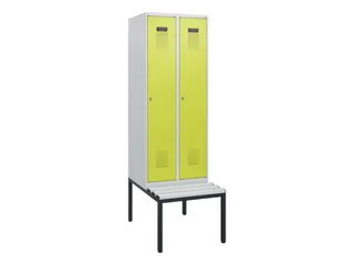 locker met bank,HxBxD 1950x600x815mm,2vak,vak B 300mm,cilinderslot - 2