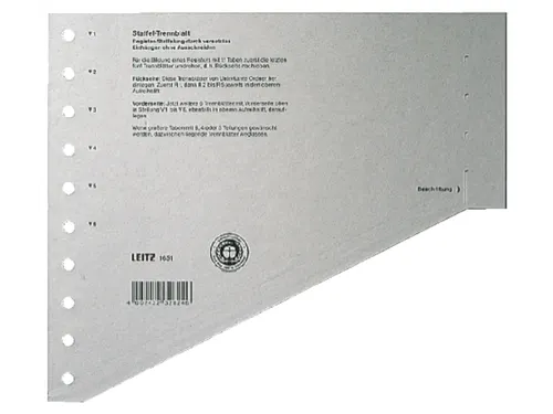 Scheidingsbladen Leitz A4 karton 200gr 11-gaats grijs