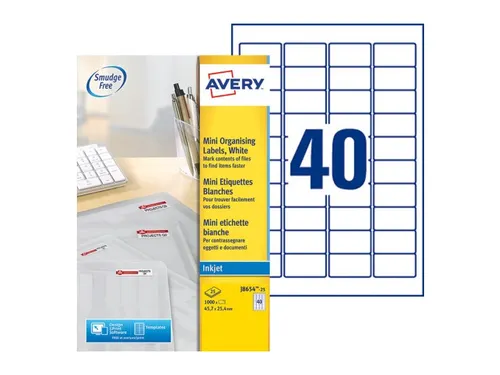 Etiket Avery J8654-25 45.7x25.4mm Inkjet wit 1000 stuks