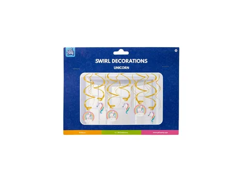 Hangdecoratie 70cm Party Swirl Unicorn 12 stuks