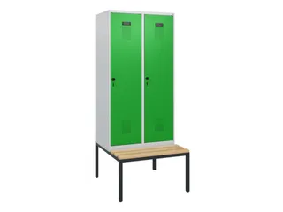 locker met bank,HxBxD 1950x800x815mm,2vak,vak B 400mm,draaigrendel - 2