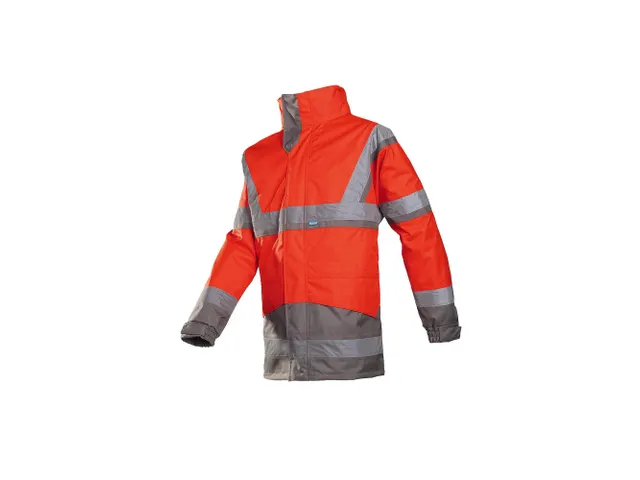 Sioen Powell 401A hi-vis parka, grijs/rood, maat 5XL, per stuk