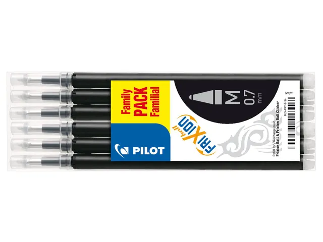 Rollerpenvulling Pilot Frixion 0.7mm Zwart Medium 6 stuks