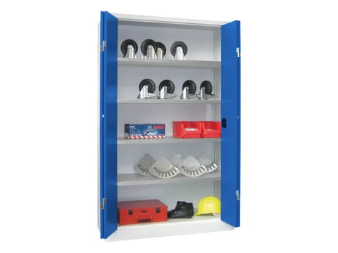 Vouwdeurkast 1950x1200x500mm 4legborden Verzinkt Ral7035 Front Ral5010