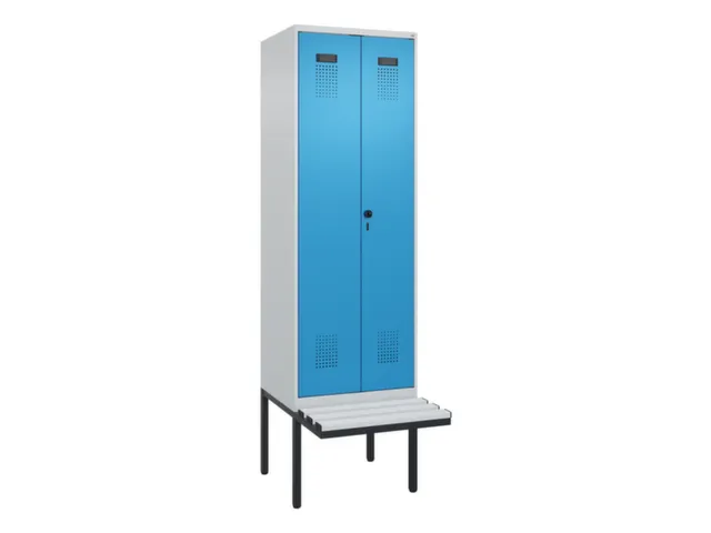 locker met bank,voor scheiding van kleding,HxBxD 2120x600x815mm,2vak