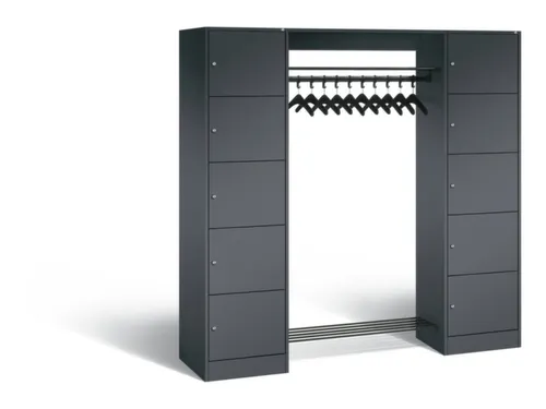 locker met kapstok,HxBxD 1950x1870x480mm,romp RAL7021,front RAL7021