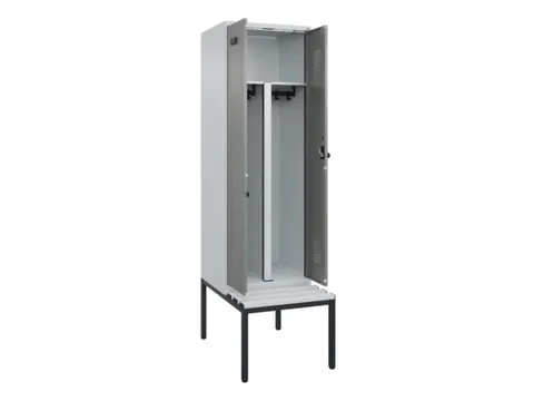 PBM-locker met bank,HxBxD 2120x600x815mm,2vak,vak B 300mm,draaigrendel
