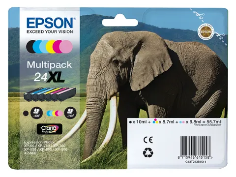 Inkcartridge Epson 24xl T2438 Foto Zwart + 5 Kleuren Hd C13T24384011