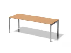 bureau HxBxD 740x2200x800mm blad beuken 4-voeten zilverkleurig