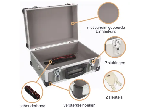Aluminium Gereedschapskoffer 320x230x155mm 11.4 Liter Grijs
