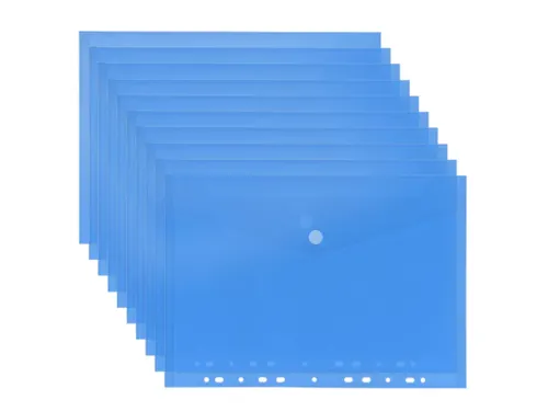 Enveloptas Velcro Sluiting A4 Geperforeerd 11-gaats Blauw 10 Stuks