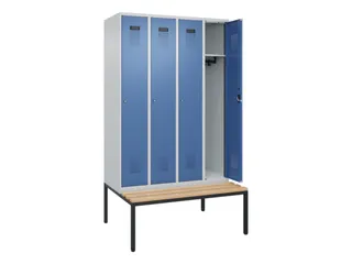 locker met bank,HxBxD 2120x1200x815mm,4vak,vak B 300mm,cilinderslot - 1