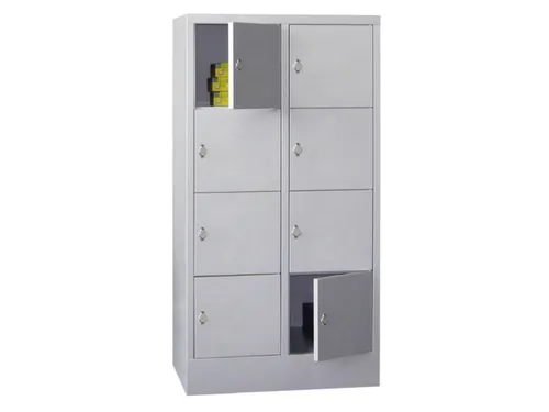 lockerkast,HxBxD 1518x800x500mm,2x4vakken,RAL7035,front RAL7035