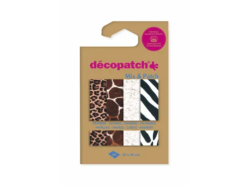 Hobbypapier Décopatch 30x40cm set à 4 vel thema dierenhuid
