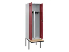 PBM-locker met bank,HxBxD 2120x600x815mm,2vak,vak B 300mm,draaigrendel