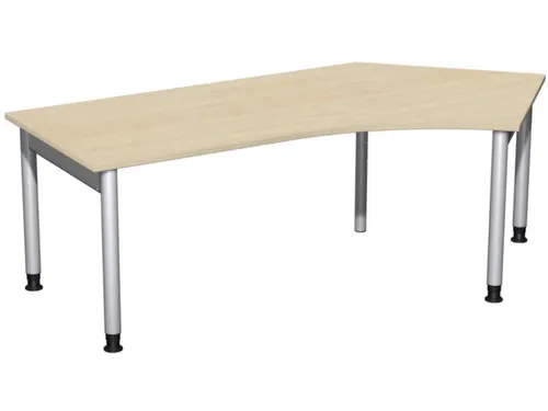 In hoogte verstelbaar hoekbureau 680-800x2166x1130mm esdoorn zilver