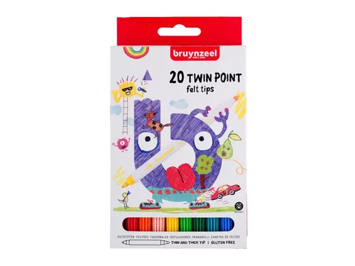 Viltstift Bruynzeel Kids Twin Point assorti 20 stuks