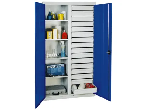 Draaideurkast Hxbxd 1800x1000x500mm 16laden 4legborden Ral5010