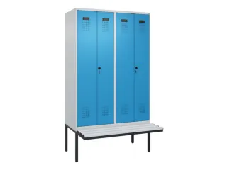PBM-locker met bank,HxBxD 2120x1200x815mm,4vak,vak B 300mm - 2