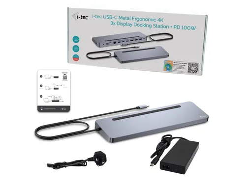 USB-C Metal Ergonomic 3x 4K Display Docking Station + Power Delivery 1