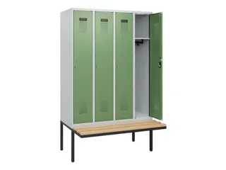 locker met bank,HxBxD 1950x1200x815mm,4vak,vak B 300mm,cilinderslot - 1